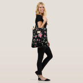 Black Floral pink Flowers pattern Trendy Classic トートバッグ (モデル)