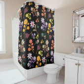 Black Floral Shower Curtain シャワーカーテン (インサイチュ)