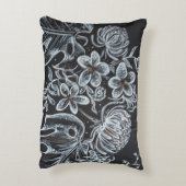 Black Floral sketch pillow アクセントクッション (裏面(縦))