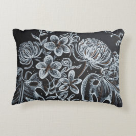 Black Floral sketch pillow アクセントクッション