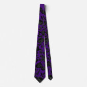 Black Floral Vine Wedding Gothic Purple ネクタイ (正面)
