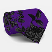 Black Floral Vine Wedding Gothic Purple ネクタイ (ロール)