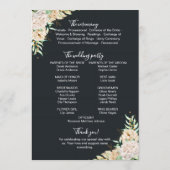 Black Floral Wedding Program & Timeline Card プログラム (裏面)