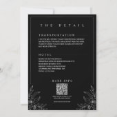 Black Flower Rustic Elegant Monogram QR Wedding 招待状 (裏面)