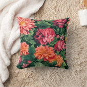 Black Flower vibrant and orange pink クッション (ブランケット)