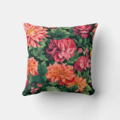 Black Flower vibrant and orange pink クッション (裏面)