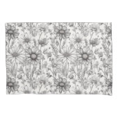 Black flowers drawing 枕カバー (正面)