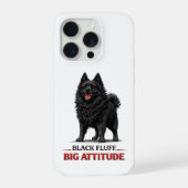 Black Fluff, Big Attitude Schipperke iPhoneケース (裏面)