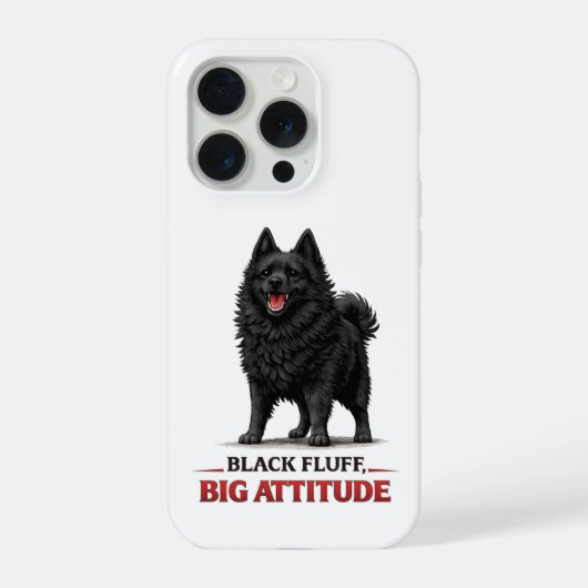 Black Fluff, Big Attitude Schipperke iPhoneケース (裏面)