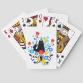 Black Fluffy Cat with Flowers トランプ (裏面)