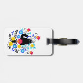 Black Fluffy Cat with Flowers ラゲッジタグ (裏面横)