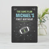 Black Football Game Sports First Birthday Party 招待状 (スタンド正面)