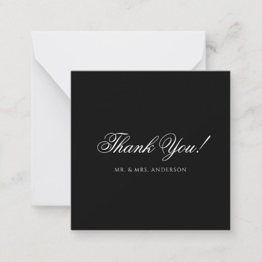 Black Formal Minimalist Script Wedding Thank You ノートカード (正面)