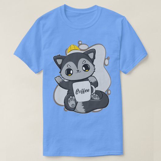 Black Fox For Coffee Lover And Construction Worker Tシャツ (デザイン正面)