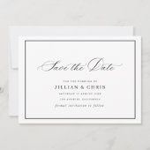 Black frame calligraphy wedding save the date card 招待状 (正面)