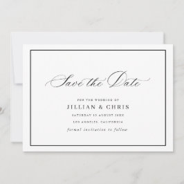 Black frame calligraphy wedding save the date card 招待状