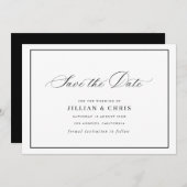 Black frame calligraphy wedding save the date card 招待状 (正面/裏面)