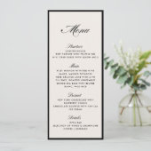Black Frame Modern Ivory Wedding Menu card 招待状 (スタンド正面)