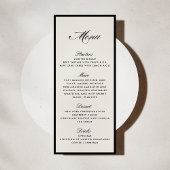 Black Frame Modern Ivory Wedding Menu card 招待状