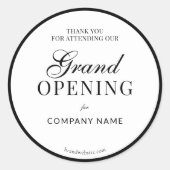 Black Frame Script Business Name Grand Opening  ラウンドシール (正面)