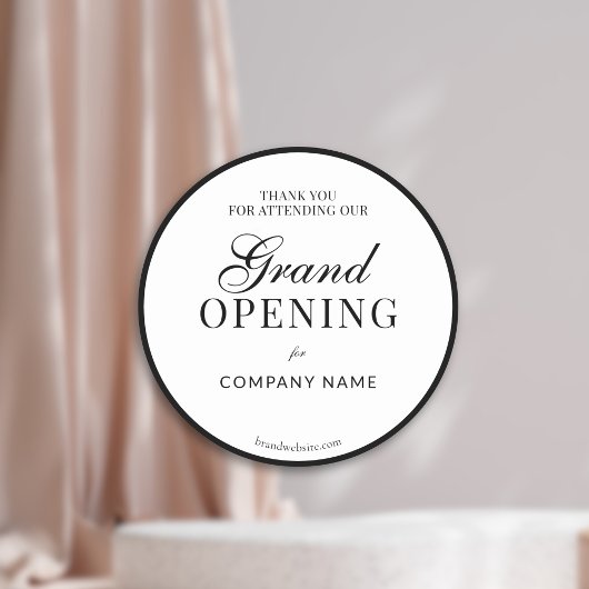 Black Frame Script Business Name Grand Opening  ラウンドシール
