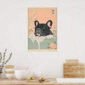Black French Bulldog Bathroom Print Japandi ポスター (キッチン)