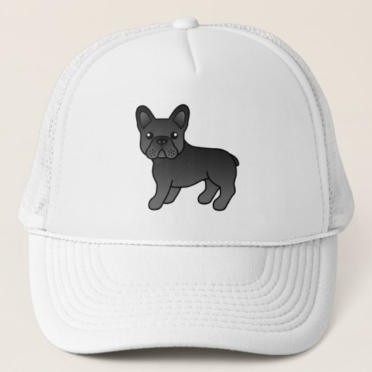 Black French Bulldog Cute Cartoon Dog キャップ (正面)