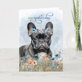 Black French Bulldog Wildflowers Mother's Day シーズンカード