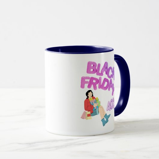 Black Friday Mug-Blue & White Coffee Cup | 40% OFF マグカップ (正面右)