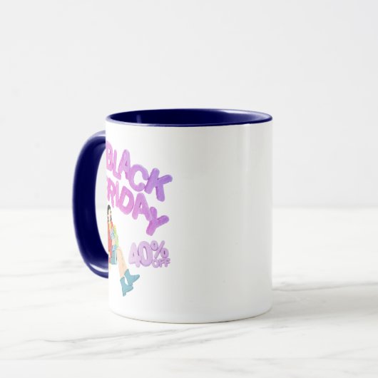 Black Friday Mug-Blue & White Coffee Cup | 40% OFF マグカップ (正面左)