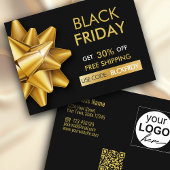 Black Friday Sale Gold Bow QR Code Discount Card