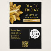 Black Friday Sale Gold Bow QR Code Discount Card (正面&裏面)