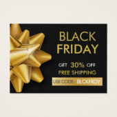 Black Friday Sale Gold Bow QR Code Discount Card (正面)