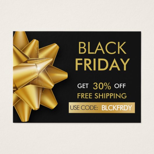 Black Friday Sale Gold Bow QR Code Discount Card (正面)