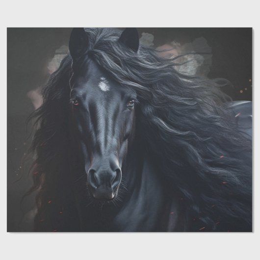 Black Friesian Horse ラッピングペーパー (フラット)