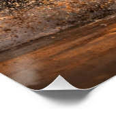 Black Friesian Horse at Sunset, Powerful Beach Run ポスター (コーナー)