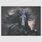 Black Friesian Horse Decoupage 薄葉紙 (正面)