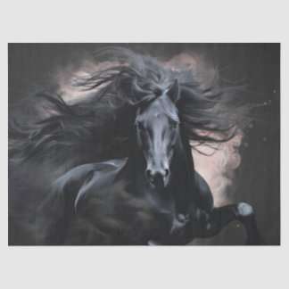 Black Friesian Horse Decoupage 薄葉紙