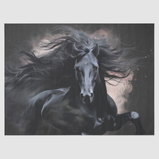 Black Friesian Horse Decoupage 薄葉紙 (正面)