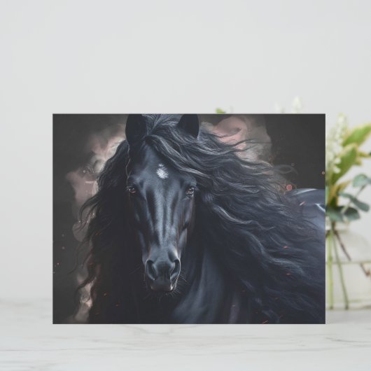 Black Friesian Horse Scrapbook Paper (スタンド正面)