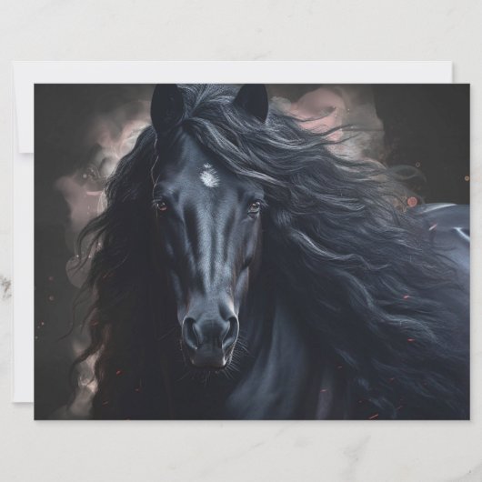 Black Friesian Horse Scrapbook Paper (正面)