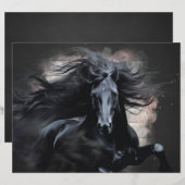 Black Friesian Horse Scrapbook Paper (正面/裏面)