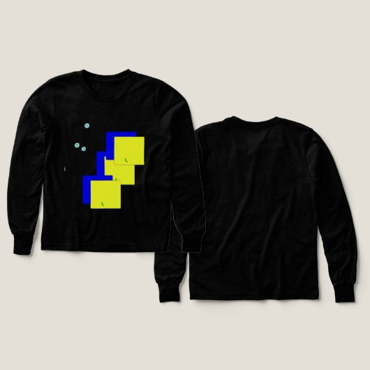 black full sleeves t -shirt square dessigned (デザイン 正面＆背面)