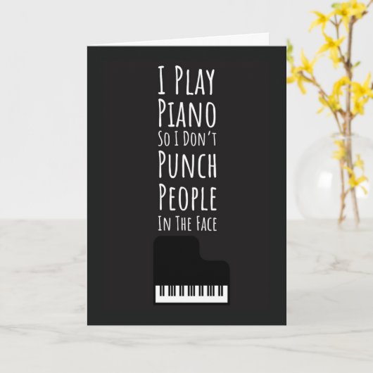 Black Funny Piano Player Cards Pianist Musician  カード (黄色い花)