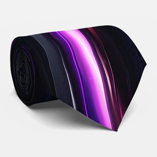 Black Futuristic Abstract Metallic Design ネクタイ (ロール)