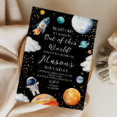 Black Galaxy Rocket & Astronaut Out of This World 招待状