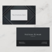 Black Geometric Layered Angle Silver Line 名刺 (正面/裏面)