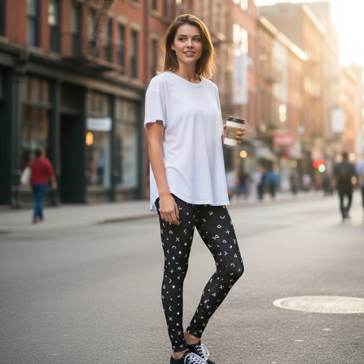 Black Geometric Pattern レギンス