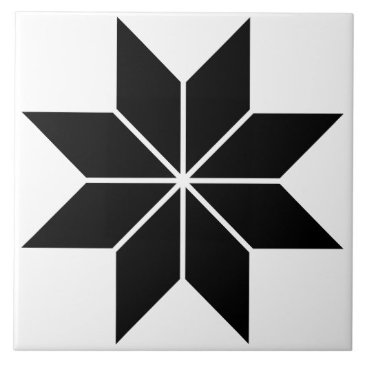 Black Geometric Star Vintage Ceramic Tile タイル (正面)