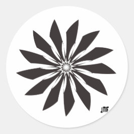 black geometry flower ラウンドシール